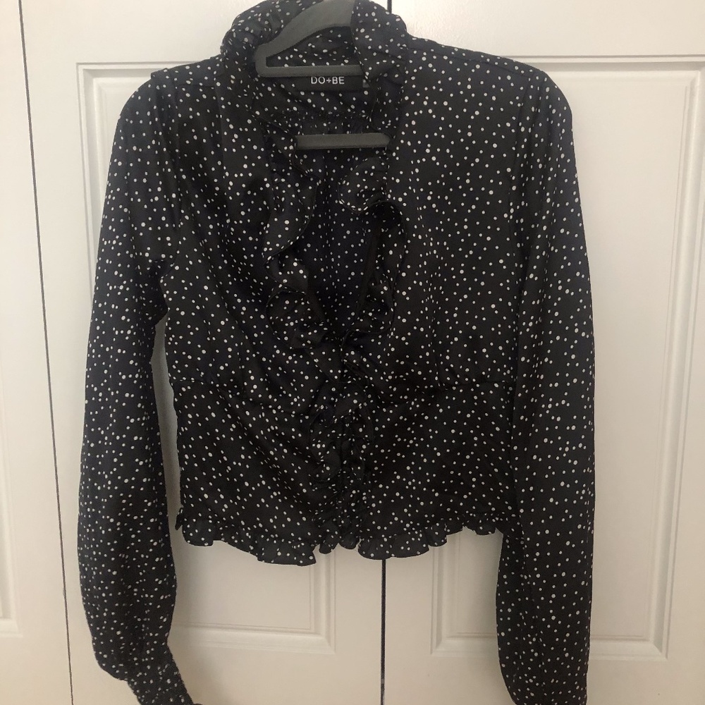 Do+Be Cropped Polka Dot Blouse